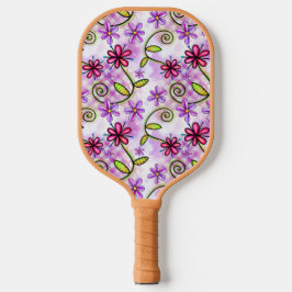 Holografische regenboog bloemencollage pickleball paddle
