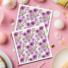 Holografische regenboog bloemencollage servet