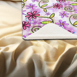 Holografische regenboog bloemencollage sherpa deken