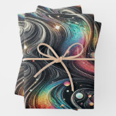 Holografische Regenboog Glitter 70s Galactisch Cre Inpakpapier Vel (In situ)