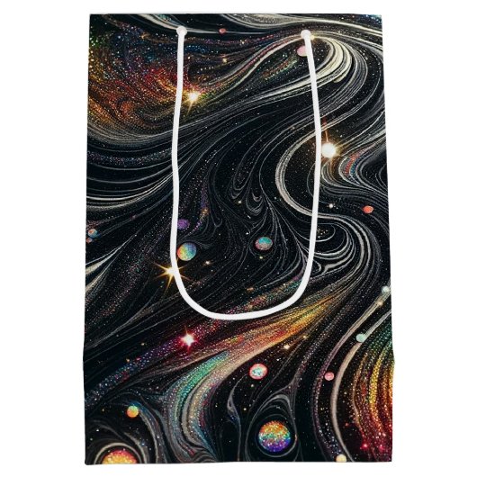 Holografische Regenboog Glitter 70s Galactisch Cre Medium Cadeauzakje (Achterkant)