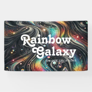 Holografische Regenboog Glitter 70s Galactisch Cre Spandoek