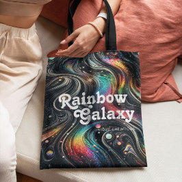 Holografische Regenboog Glitter 70s Galactisch Cre Tote Bag