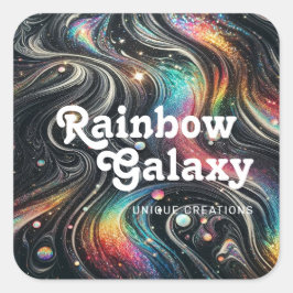 Holografische Regenboog Glitter 70s Galactisch Cre Vierkante Sticker