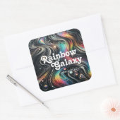 Holografische Regenboog Glitter 70s Galactisch Cre Vierkante Sticker (Envelop)