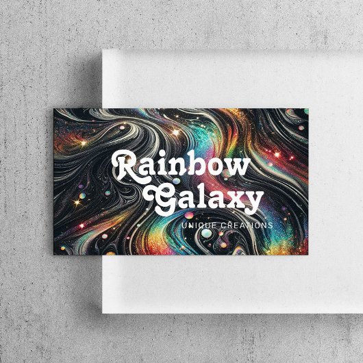 Holografische Regenboog Glitter 70s Galactisch Cre Visitekaartje