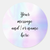 Holografische Regenboog Gradiënt Gepersonaliseerd Ronde Sticker (Voorkant)