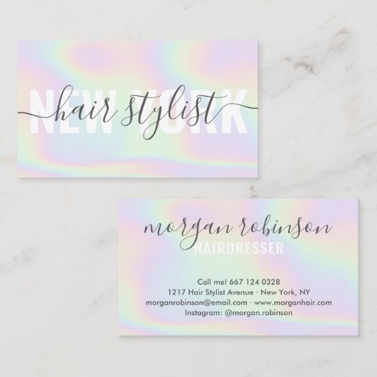 Holografische regenboog script handtekening haarst visitekaartje (Voorkant / Achterkant)