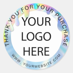Holografische regenboog voeg je logo roze toe, bed ronde sticker