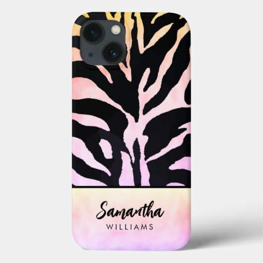 Holografische Regenboog Zebraprint Persoonlijk Case-Mate iPhone Case (Achterkant)