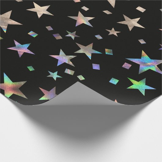 Holografische regenboogbruiloft kerstdag cadeaupapier (Hoek)