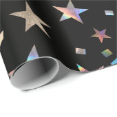 Holografische regenboogbruiloft kerstdag cadeaupapier (Rol Hoek)