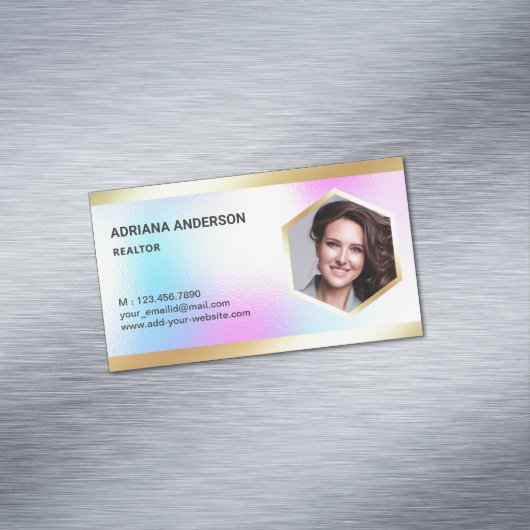 Holografische regenbooggoud - Estate foto-herder Magnetisch Visitekaartje (Voorbeeld)