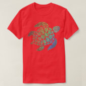 Holografische regenboogombre Glitter Turtle T-shirt (Design voorkant)