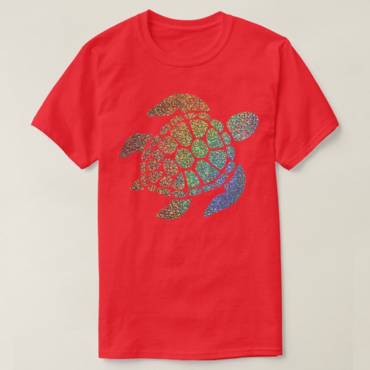 Holografische regenboogombre Glitter Turtle T-shirt (Design voorkant)