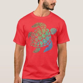 Holografische regenboogombre Glitter Turtle T-shirt