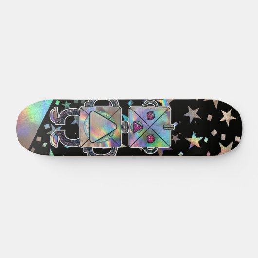 Holografische regenboogstars metalen rommelrobots persoonlijk skateboard (Horizontaal)