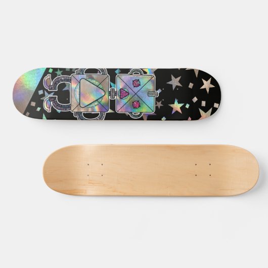 Holografische regenboogstars metalen rommelrobots persoonlijk skateboard (Horizontaal)