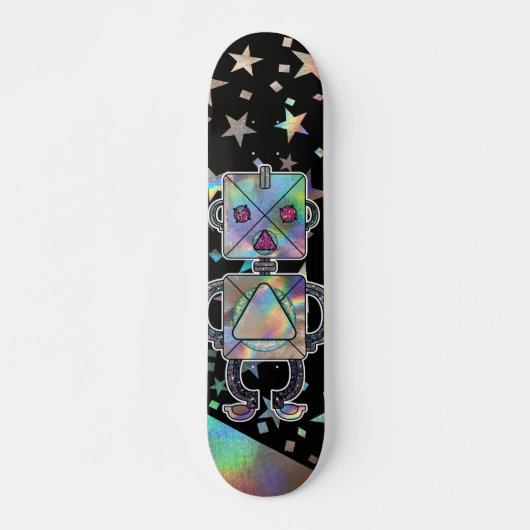 Holografische regenboogstars metalen rommelrobots persoonlijk skateboard (Voorkant)