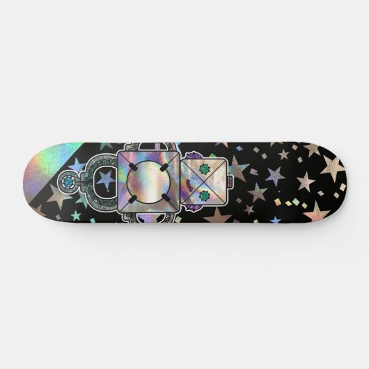 Holografische regenboogstars metalen rommelrobots persoonlijk skateboard (Horizontaal)