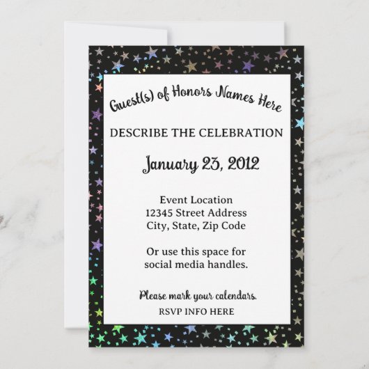 Holografische regenboogsterren Gay Pride-huwelijk Save The Date (Achterkant)