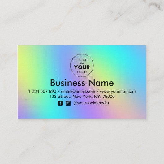 Holografische regenboogunicorn Cute Discount voege Klantenkaartje (Achterkant)