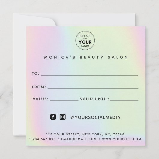 Holografische regenboogunicorn pasteel moderne sal (Achterkant)