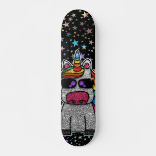 Holografische regenboogUnicorn Sparkly Stars Magis Persoonlijk Skateboard