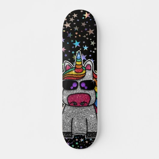 Holografische regenboogUnicorn Sparkly Stars Magis Persoonlijk Skateboard (Voorkant)