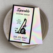 Holografische reinigingsservice met vacuümreiniger contactkaartje