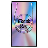 Holografische retro groovy script dank u zwart klein cadeauzakje (Voorkant)