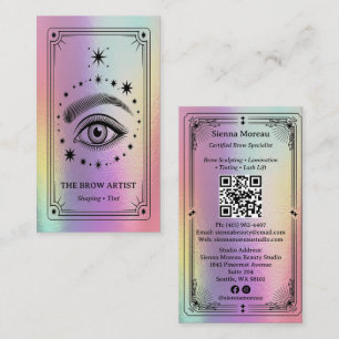 Holografische Retro Hemel Tarot Wenkbrauw Artiest Visitekaartje