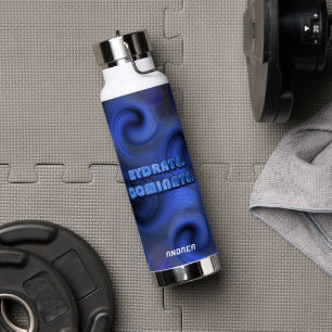 Holografische Retro Swirl Blauwe Neon Fitness 2026 Waterfles