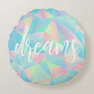 Holografische Roze Blauwgroen Edelsteen Sweet Drea Rond Kussen