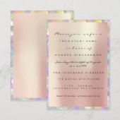 Holografische Roze Bruiloft Feest Sweet 16de PEARL Kaart (Voorkant / Achterkant)