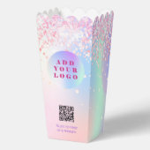 Holografische roze confetti QR code business logo Bedankdoosjes (Achterkant)