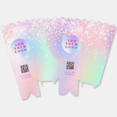 Holografische roze confetti QR code business logo Bedankdoosjes (Ongevouwen)