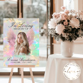 Holografische Roze Engel Vleugels Memorial Sign Poster