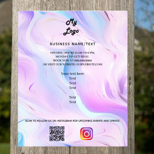 Holografische roze foto instagram business logo QR Flyer
