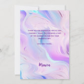 Holografische roze foto verjaardag dank u kaart (Achterkant)