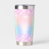 Holografische roze glitter aangepaste naam meisje geïsoleerde drinkbeker (Links)