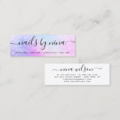 Holografische roze glitter chique script handteken mini visitekaartje (Voorkant / Achterkant)