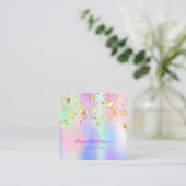 Holografische roze gouden sterren make-up haar vierkante visitekaartje (Staand voorkant)