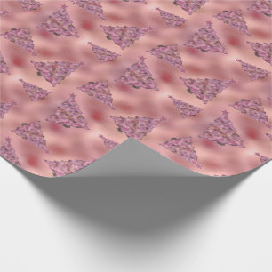 Holografische Roze Kerstmis Vakantie Boom Glam Fol Cadeaupapier