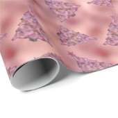 Holografische Roze Kerstmis Vakantie Boom Glam Fol Cadeaupapier (Rol Hoek)