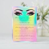 Holografische Roze Make-up Bruiloft Sweet 16th Kaart (Staand voorkant)