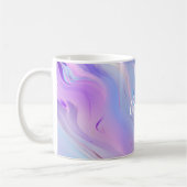 Holografische roze paarse blauwe naam koffiemok (Links)