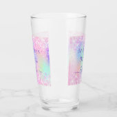 Holografische roze paarse bruid tribe bachelorette glas (Links)