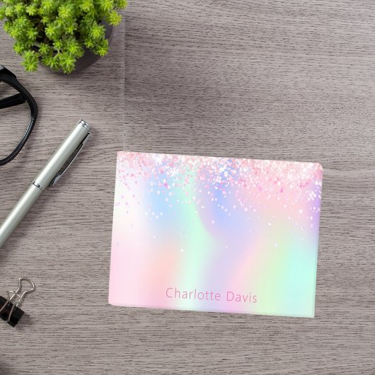 Holografische roze paarse confetti naam post-it® notes