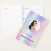 Holografische roze paarse foto afspraak 2026 planner (Display)